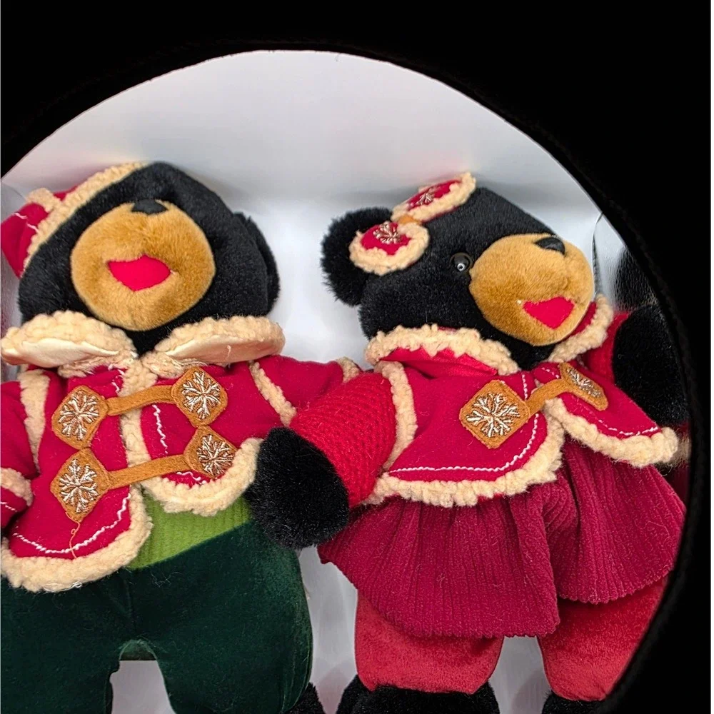 Dan Dee Snowflake Teddy Black Red Green Holiday Plush 2000 Pair 12x16in